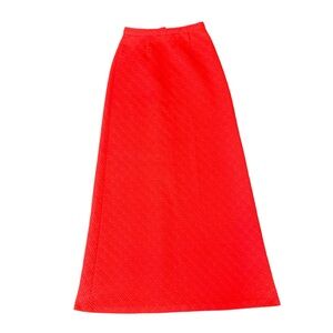 Vintage 60s red quilted high waisted maxi skirt extra small xs